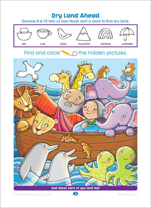 School Zone  Bible Hidden Pictures! Workbook  Ages 4 To 6, Preschool To Kindergarten, Christian Scripture, Old & New Testament,Used