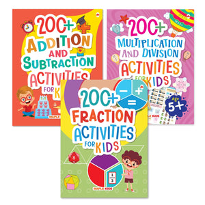 Activity Books For Kids (Set Of 3 Books) - 600+ Maths Activities For Children - Addition, Subtraction, Multiplication, Division, Fraction - Brain Boosting Activities For Age 3+ - Kids Activity Books - Early Learning Activities For Children