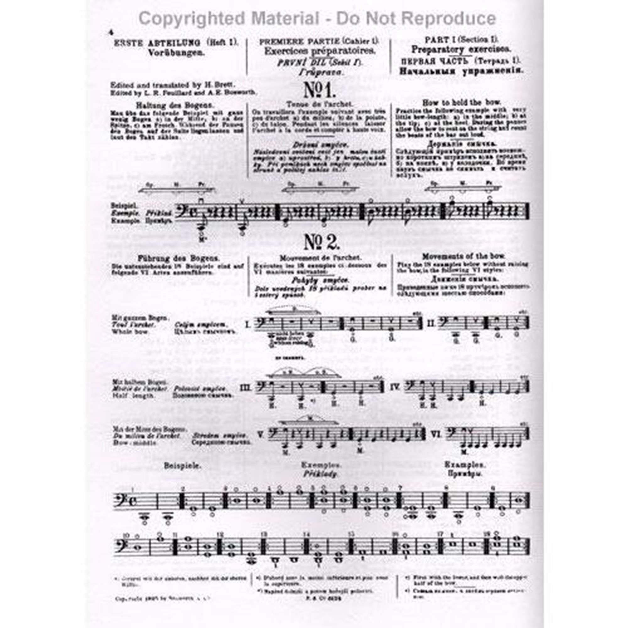 Sevcik for Cello  Opus 2, Part 1: School of Bowing Technique,Used