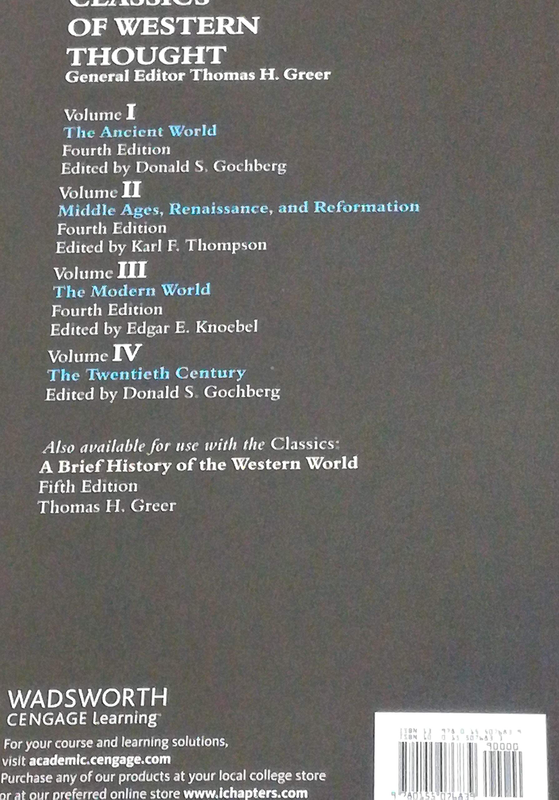 Classics of Western Thought Series: Middle Ages, Renaissance and Reformation, Volume II,Used
