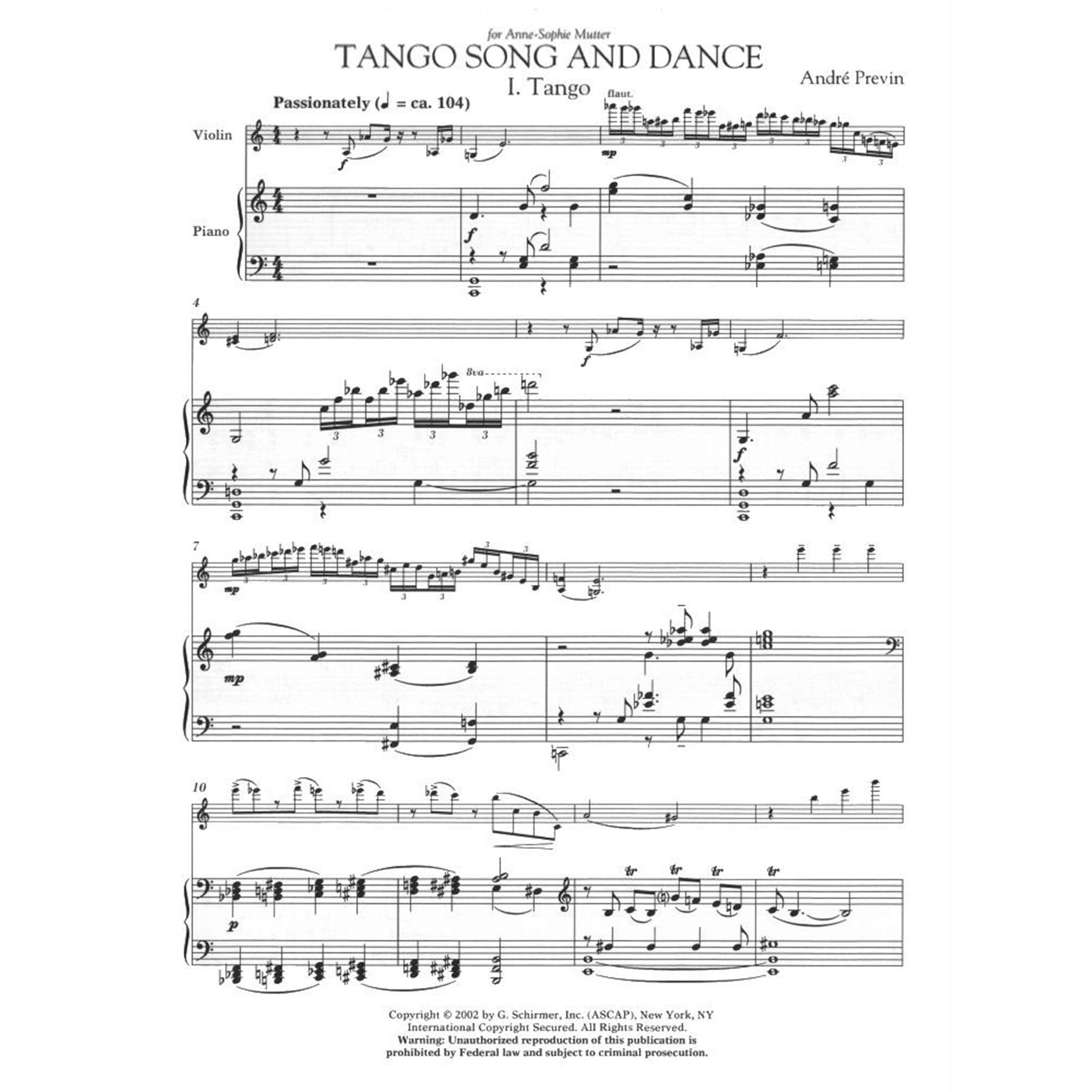 Tango Song and Dance: for Violin and Piano,New