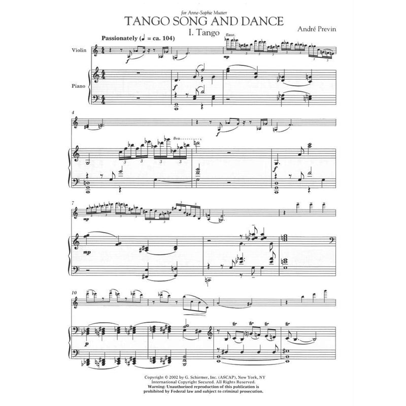 Tango Song and Dance: for Violin and Piano,New