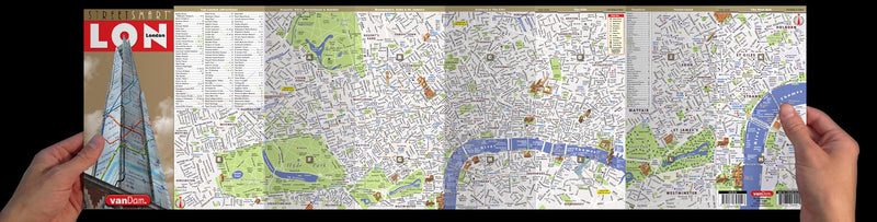 StreetSmart London Map by VanDam  City Center Street Map of London, England  Laminated folding pocket size city travel and Tub,Used