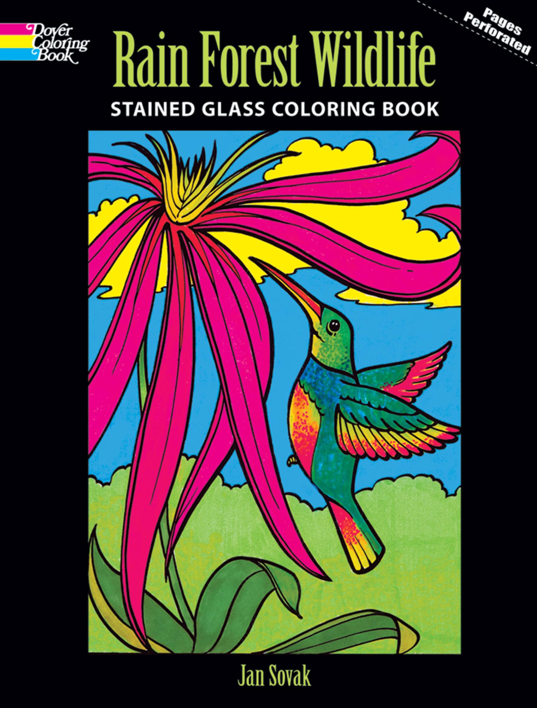 Rain Forest Wildlife Stained Glass Coloring Book (Dover Animal Coloring Books),Used