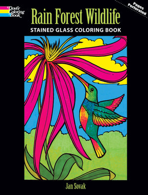 Rain Forest Wildlife Stained Glass Coloring Book (Dover Animal Coloring Books),Used