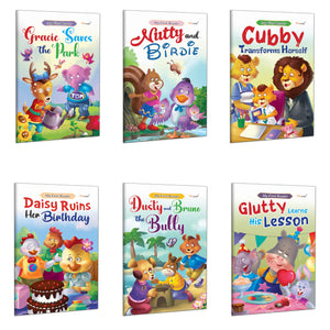 My First Reader - Glutty Learns His Lesson, Nutty And Birdie, Cubby Transforms Herself, Daisy Ruins Her Birthday And More Books - Classic Children Stories, Short Stories For Kids | Pack Of 6 Books
