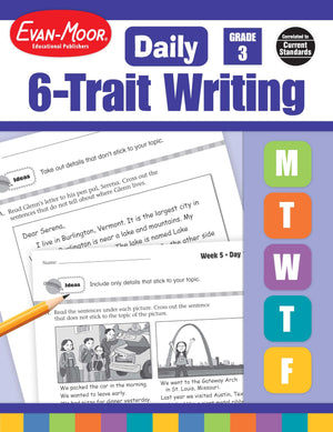 EvanMoor Daily 6Trait Writing, Grade 3, Homeschool and Classroom Resource Workbook, Reproducible Worksheets, Teaching Edition,,Used