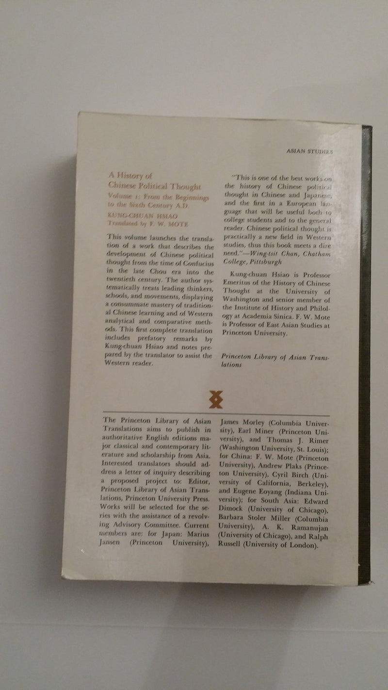 A History Of Chinese Political Thought, Volume One: From The Beginnings To The Sixth Century A.D.