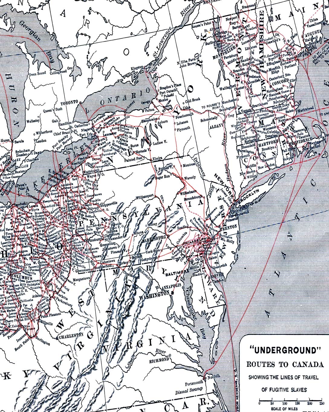 Underground Routes To Canada: Showing Lines Of Travel Of Fugitive Slaves  Softcover Isometric Graph Paper Triangle Grid Book  10,Used