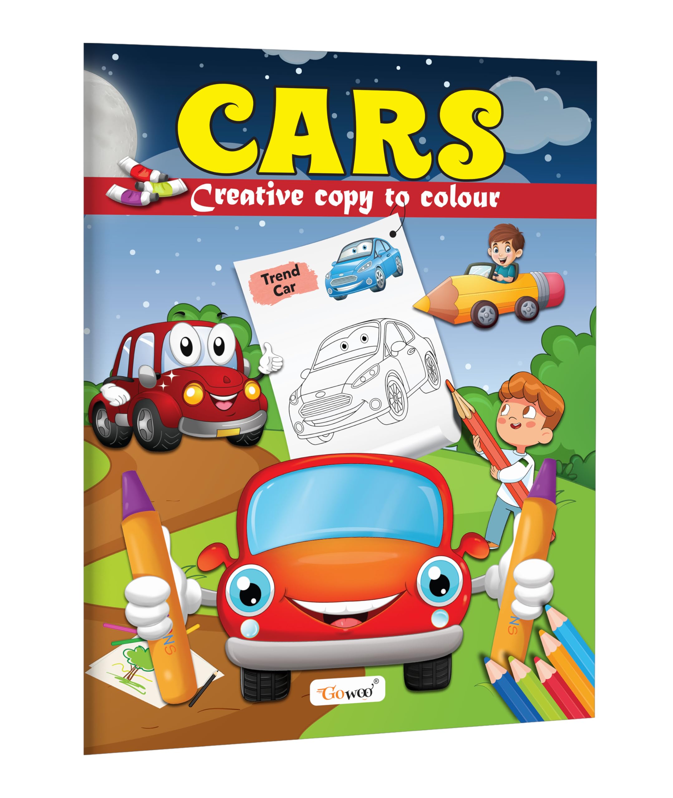 Cars-Creative Copy To Colour : Educational Coloring Book For Kids, Interactive Coloring Book For Toddlers, Numbers And Colors Learning Book, Preschool Learning And Coloring Book