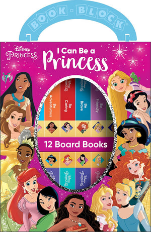 Disney Princess  I Can Be Princess My First Library Board Book Block 12Book Set Teaches Positive Traits Like Caring, Friendlin