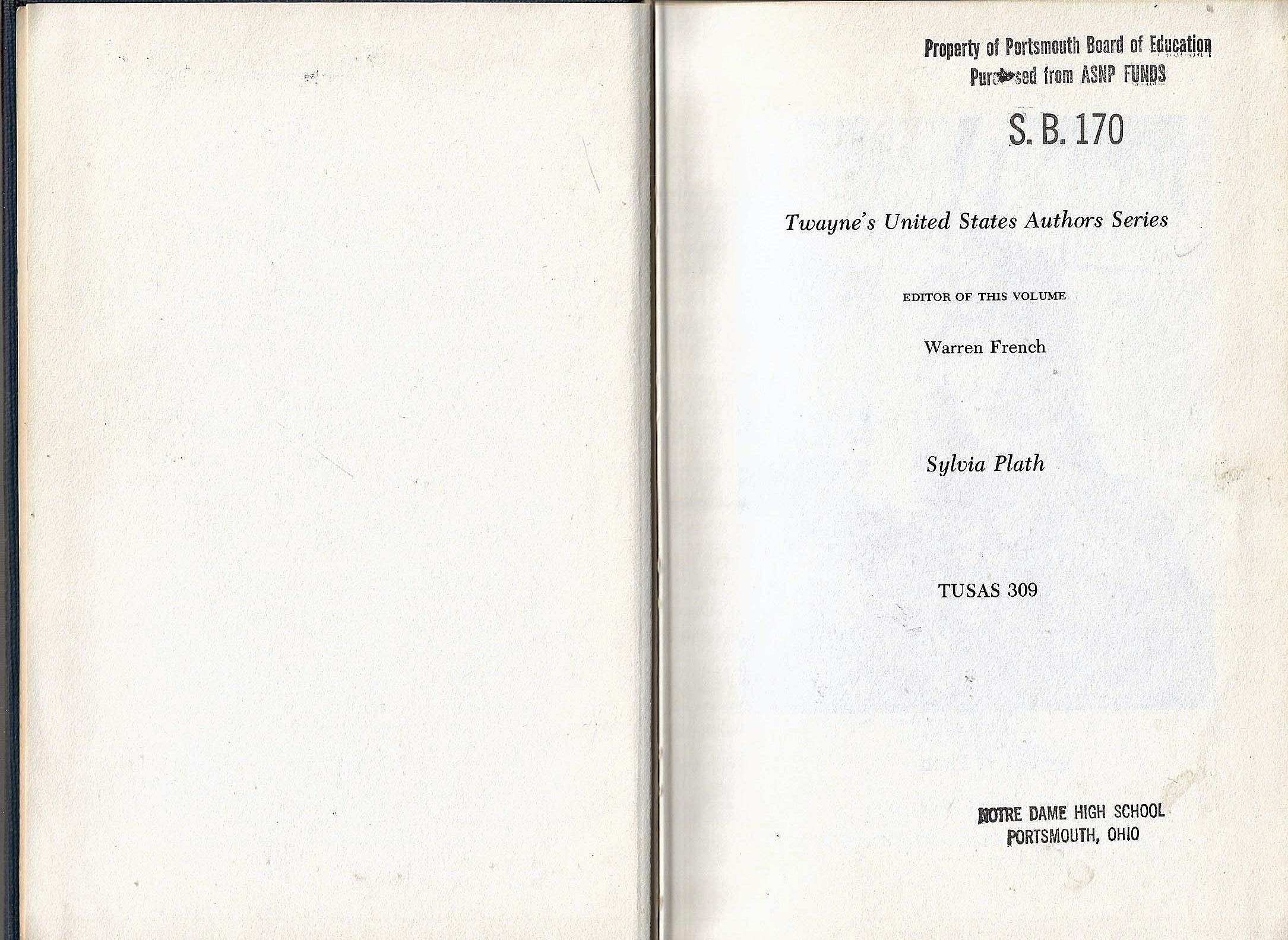 Sylvia Plath (Twayne's United States Authors Series),Used