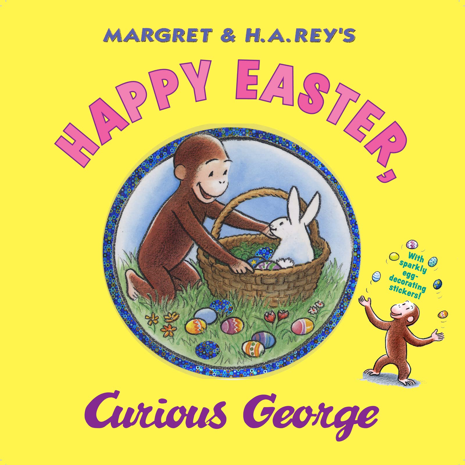 Happy Easter, Curious George: Gift Book with EggDecorating Stickers!: An Easter And Springtime Book For Kids,New