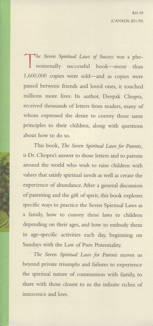 The Seven Spiritual Laws For Parents: Guiding Your Children To Success And Fulfillment,New