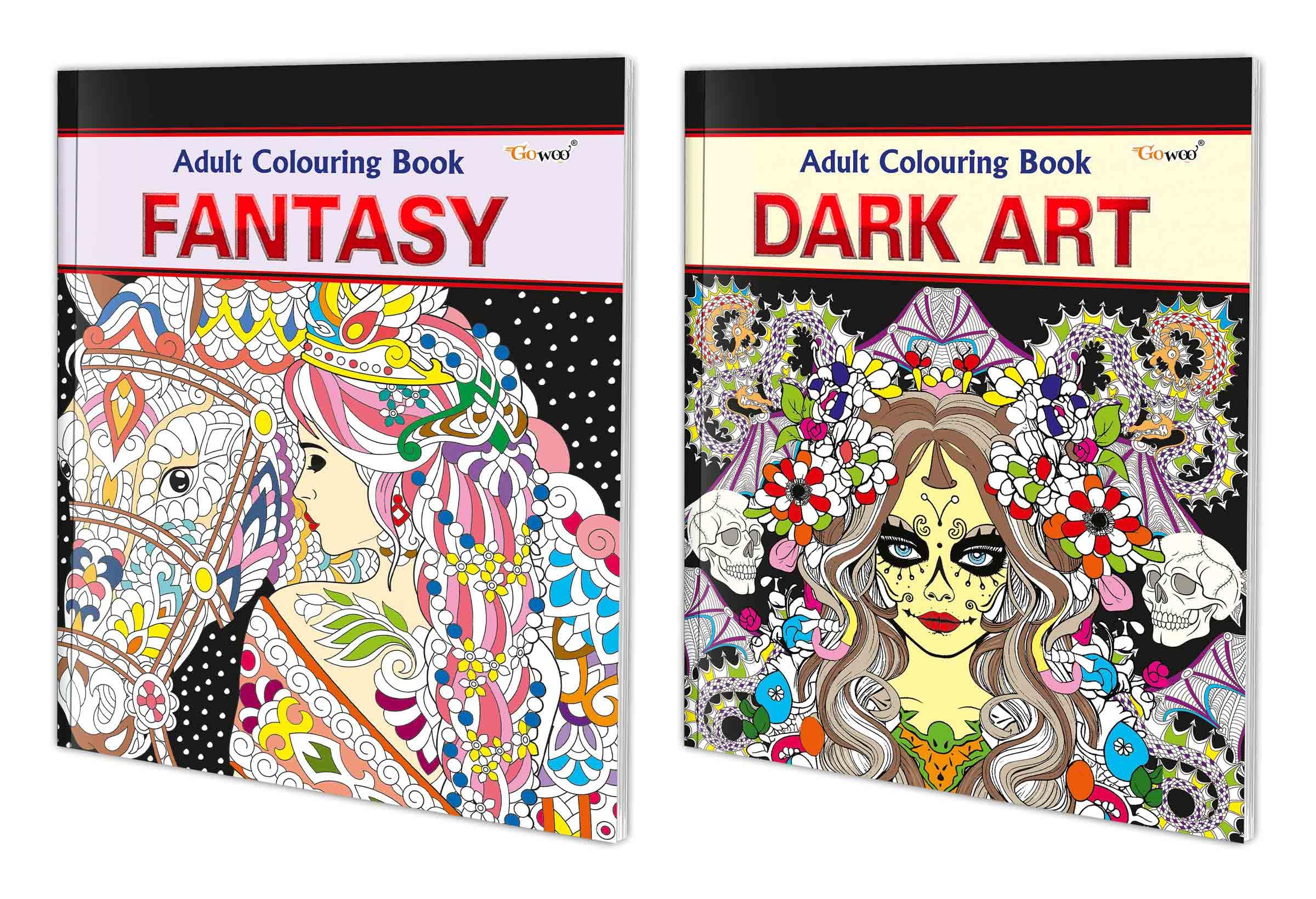 Fantasy And Dark Art Adult Colouring Books : Art Coloring Book, Creative Coloring Fun, Coloring For Relaxation, Adult And Child Coloring Book | Pack Of 2 Adult Colouring Books