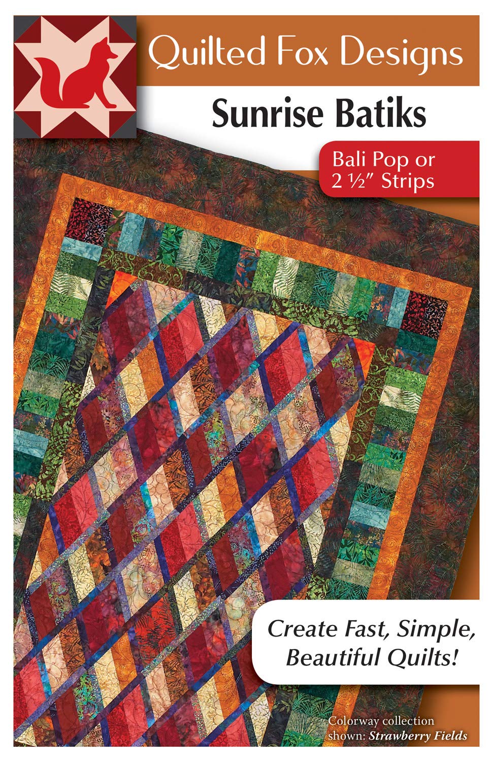 Sunrise Batiks Quilt Pattern: Bali Pop or 2 1/2' Strips (Design Originals, Quilted Fox Designs) A Dazzling Jelly Roll Quilt with,New