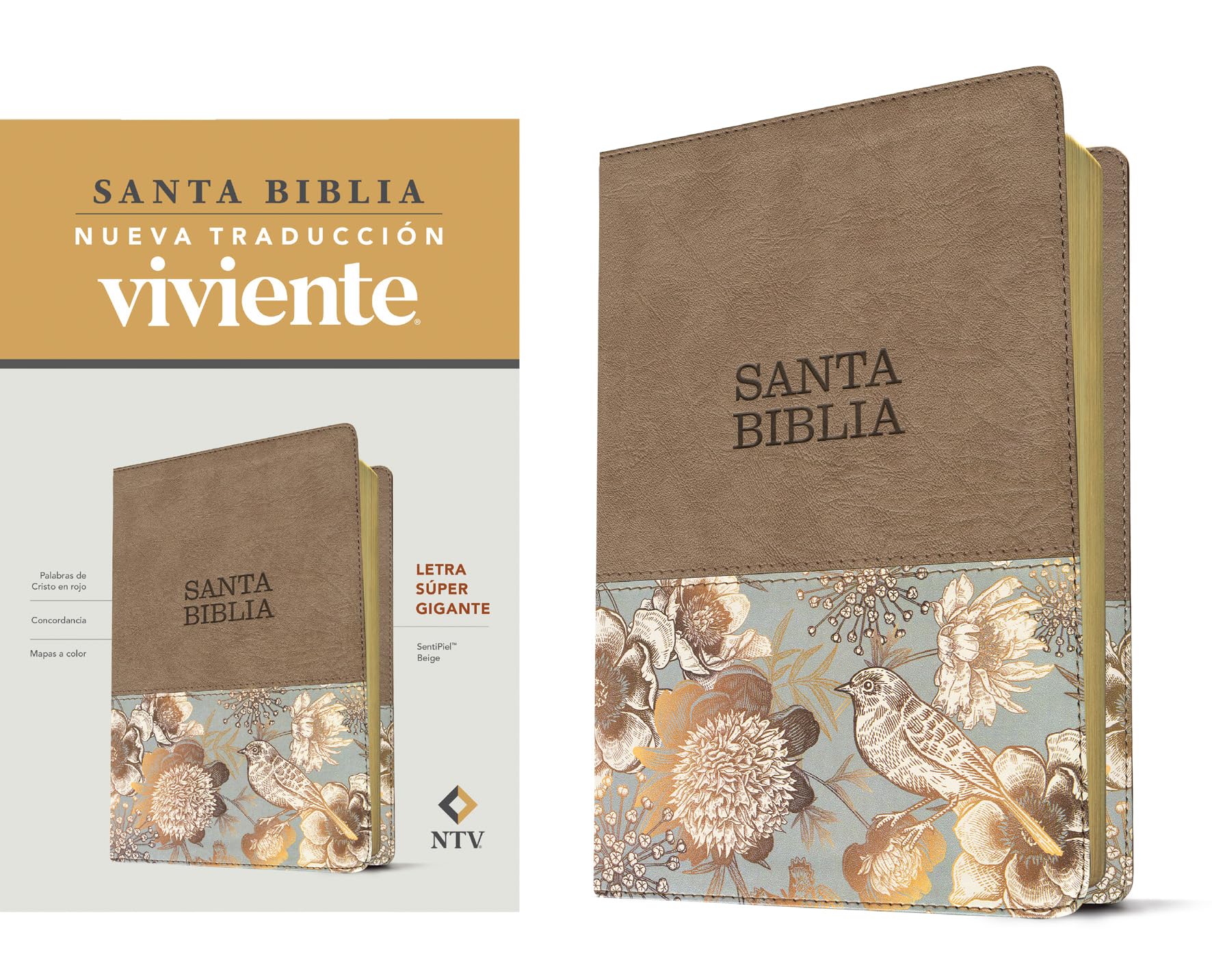 Santa Biblia NTV, letra s?per gigante (SentiPiel, Beige, Letra Roja) (Spanish Edition),New