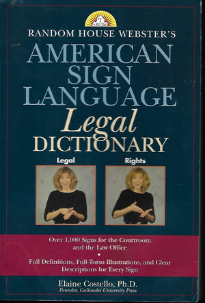 Random House Webster's American Sign Language Legal Dictionary,Used
