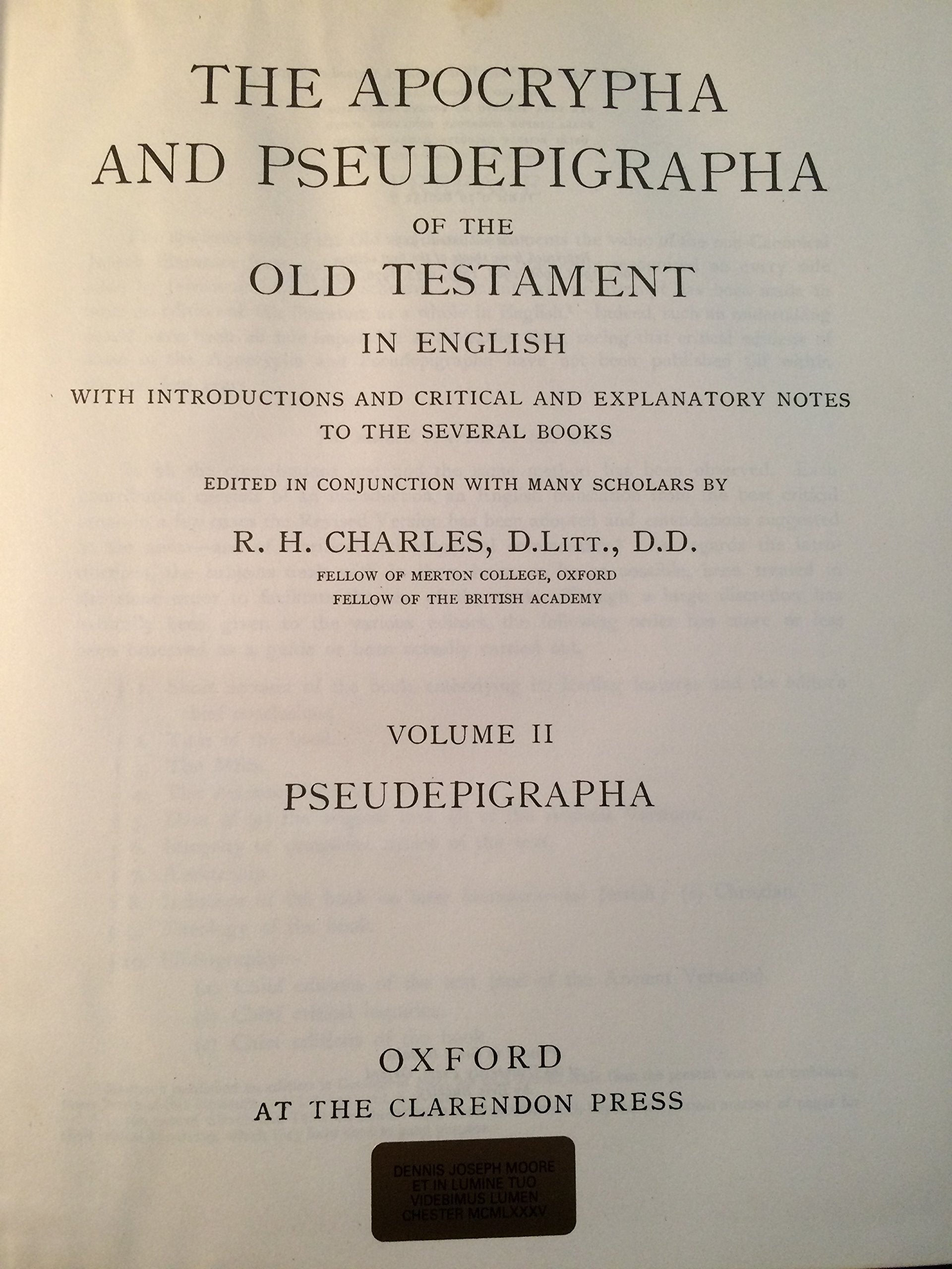 Apocrypha and Pseudepigrapha of the Old Testament Volume II: Pseudepigrapha,Used