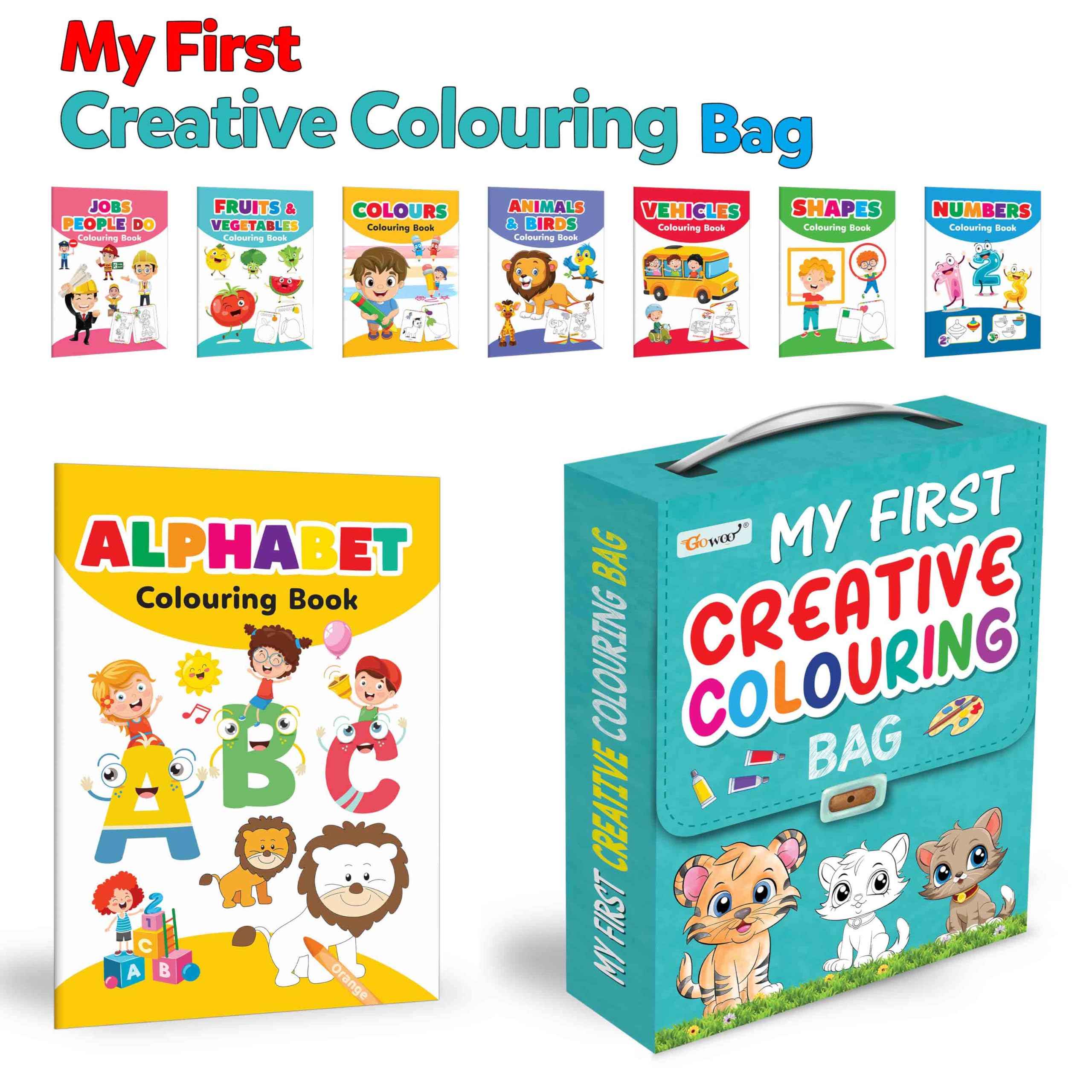 My First Colouring Bag : Kids First Colouring Little Library, Colouring Book For Kids, Early Learning Books, Picture Book Collection, Bag Of 8 Colouring Books