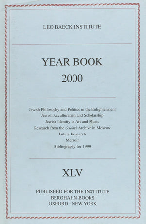 Leo Baeck Institute Yearbook 2000 (45),Used