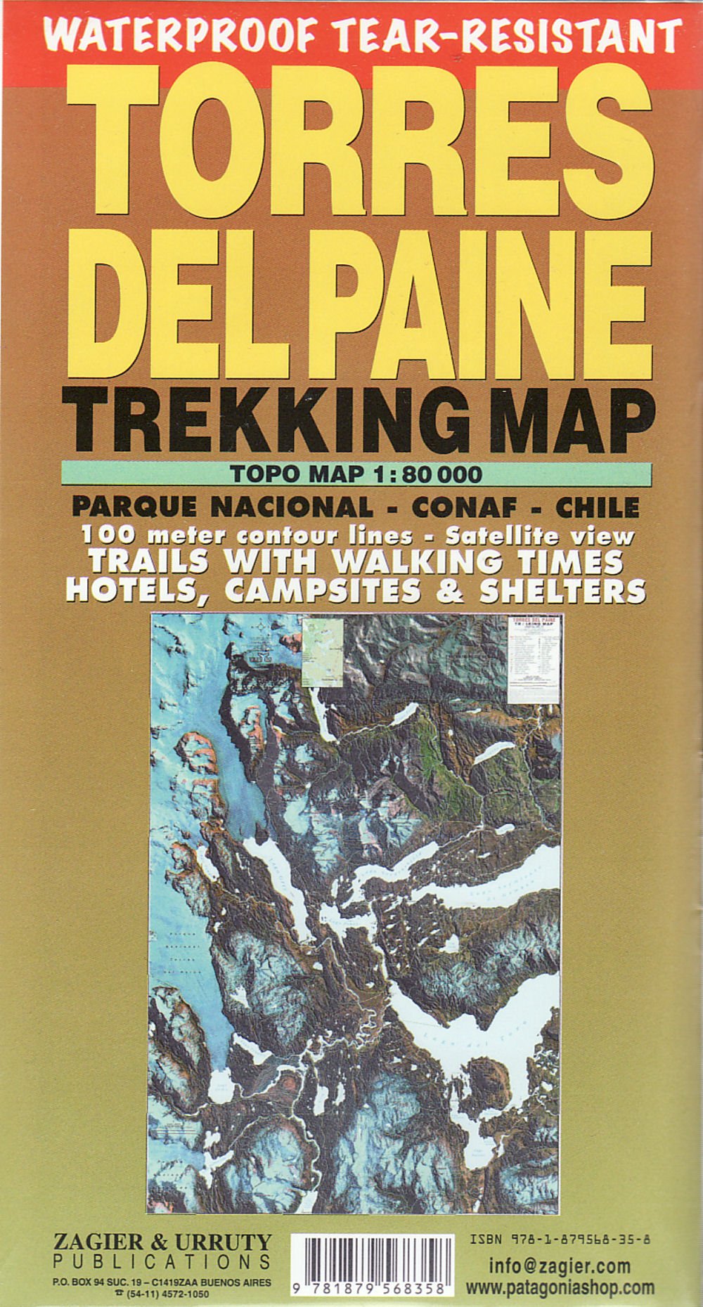 Torres del Paine Waterproof Trekking Map (English/Spanish Edition),New