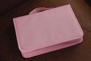 Psalm 96:13 Flower Bible Cover for Women, Zippered, with Handle, Canvas, Pink, Large,New