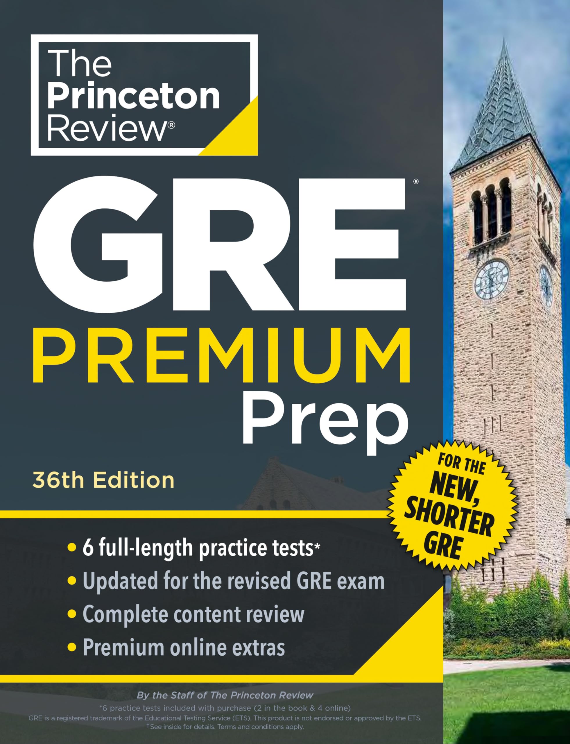 Princeton Review Gre Premium Prep, 36Th Edition: 6 Practice Tests + Review & Techniques + Online Tools (Graduate School Test Pre,New