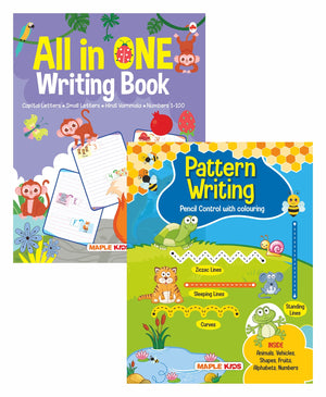 All In One - Alphabet, Varnmala And Numbers, Pattern Writing - Pencil Control (Set Of 2 Books) - Early Learning For Kids - Activity Book For Children