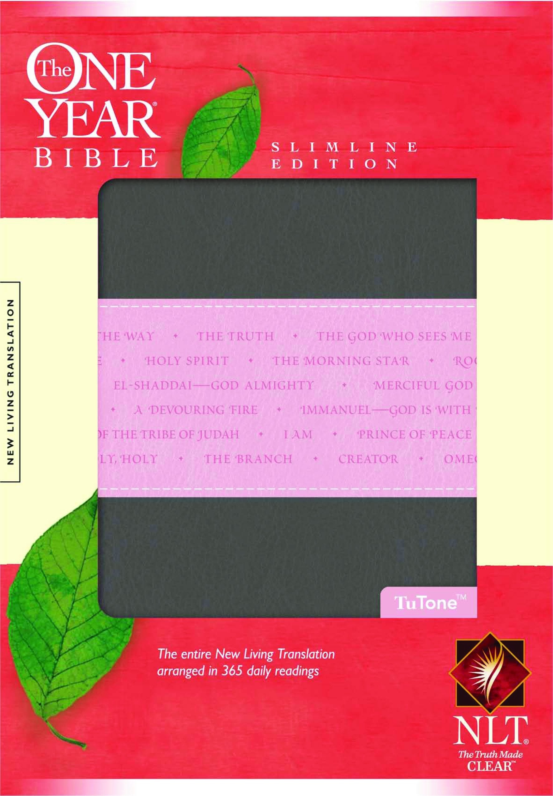 The One Year Bible NLT, Slimline Edition, TuTone (LeatherLike, Heather Gray/Pink),Used