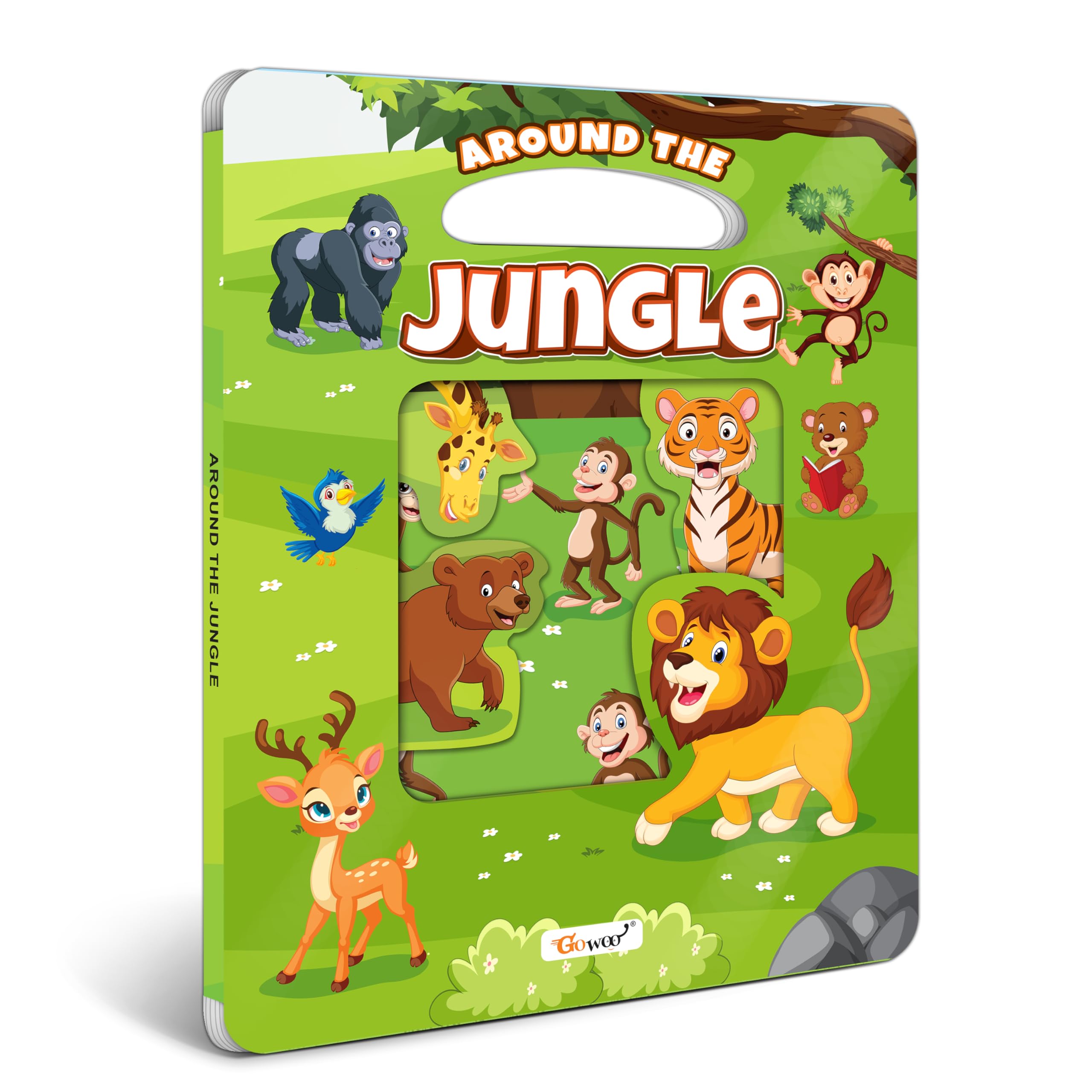 Around The Jungle Window Cut Board Book : Toddler Learning Book, Picture Book For Children, Die Cut Board Book, Educational Board Book
