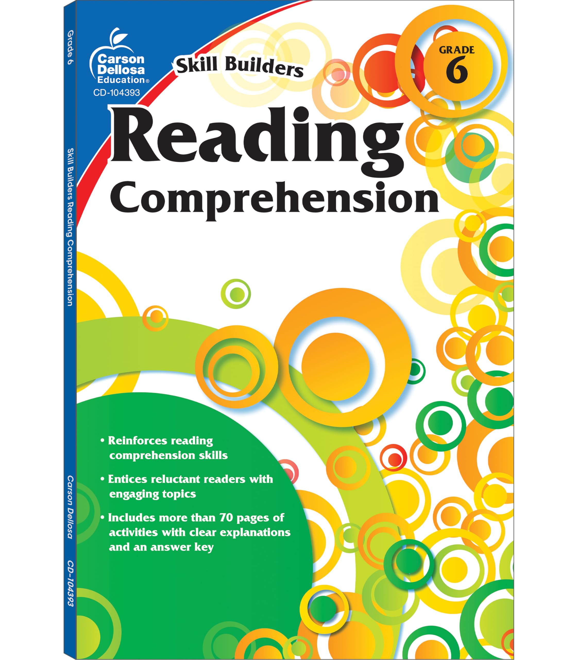 Carson Dellosa Skill Builders Reading Comprehension 6th Grade Workbook, Fiction and Nonfiction Passages, Puzzles, and More, Clas,Used