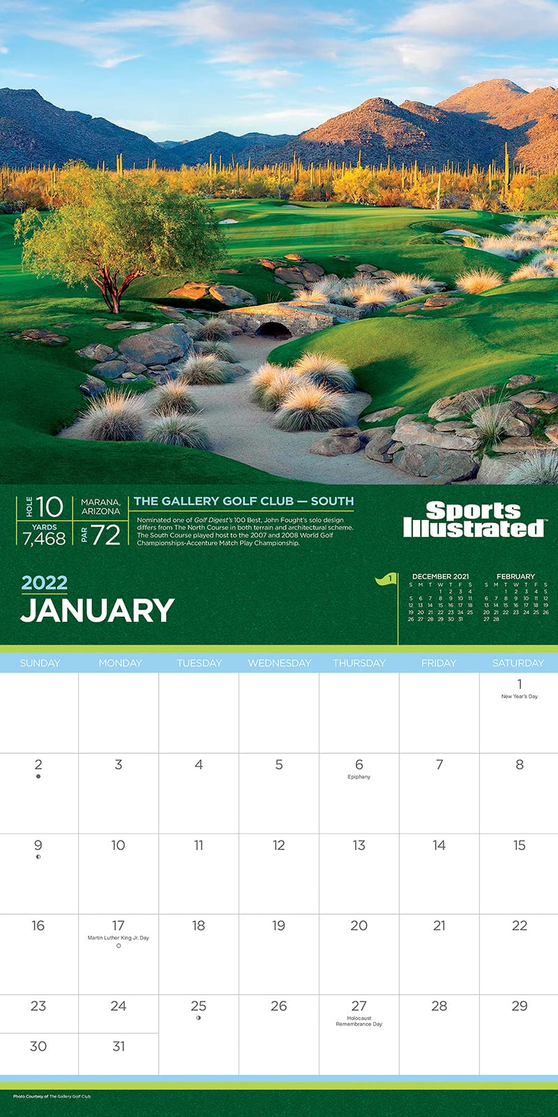 2022 Sports Illustrated Golf Courses Wall Calendar,New