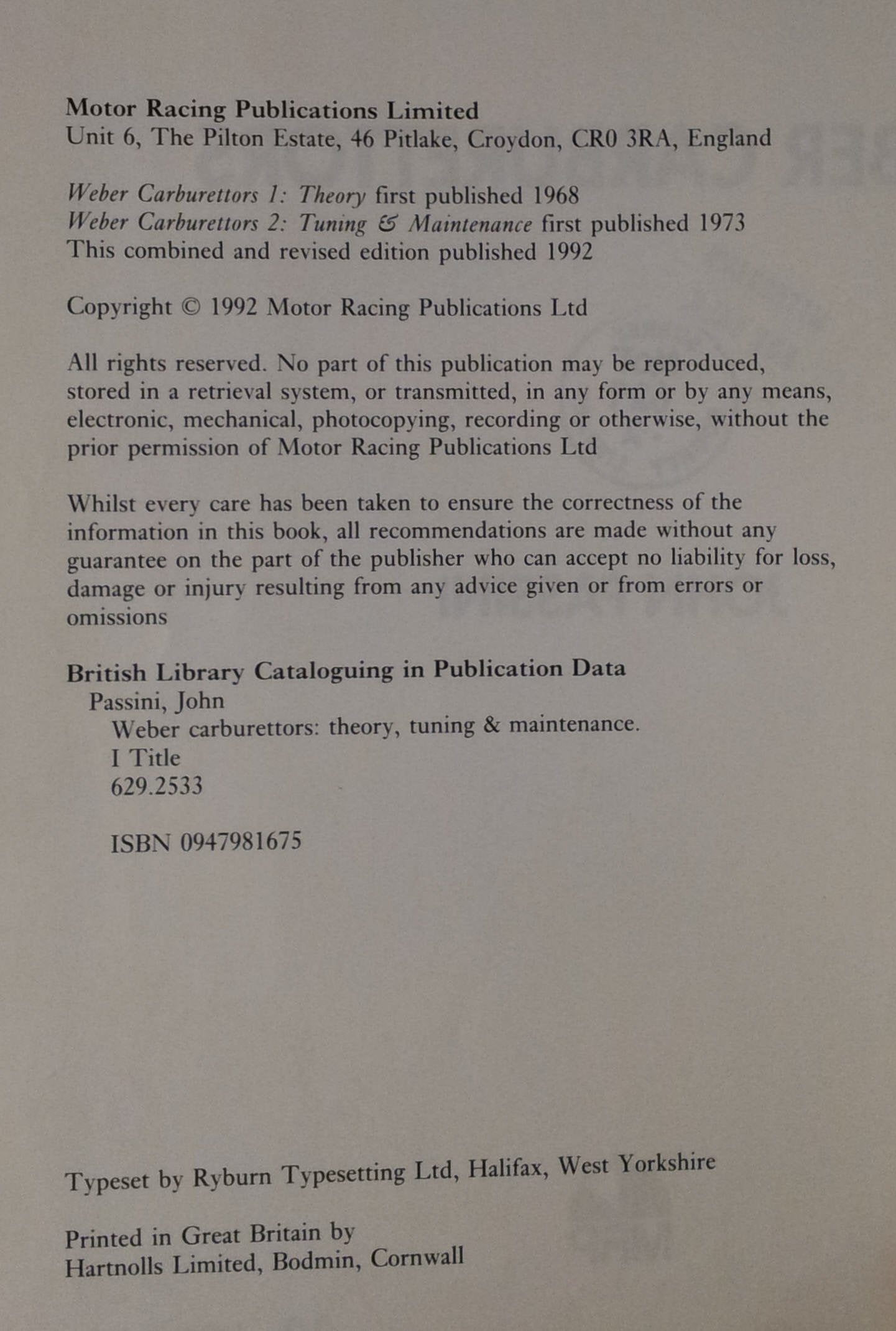 Weber Carburetors,Used