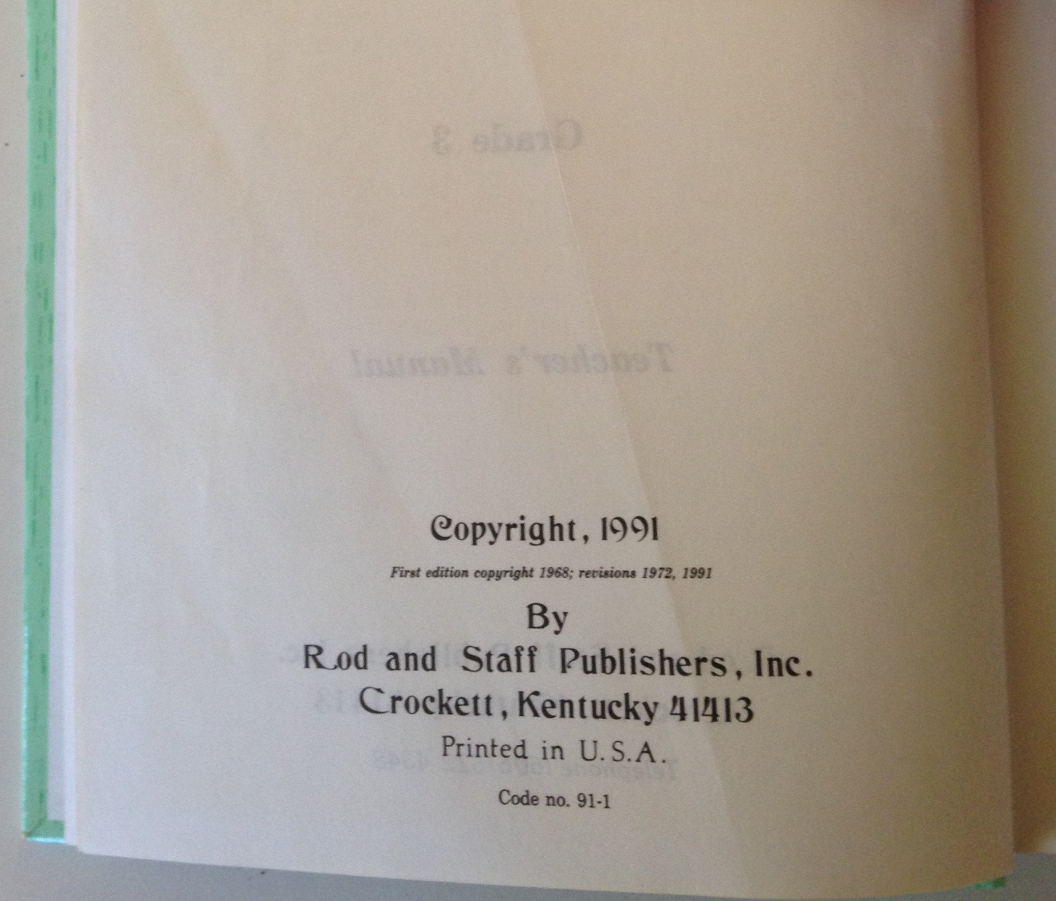 Beginning Wisely : Teacher'S Manual By Inc. Rod And Staff Publishers (19910503)-used