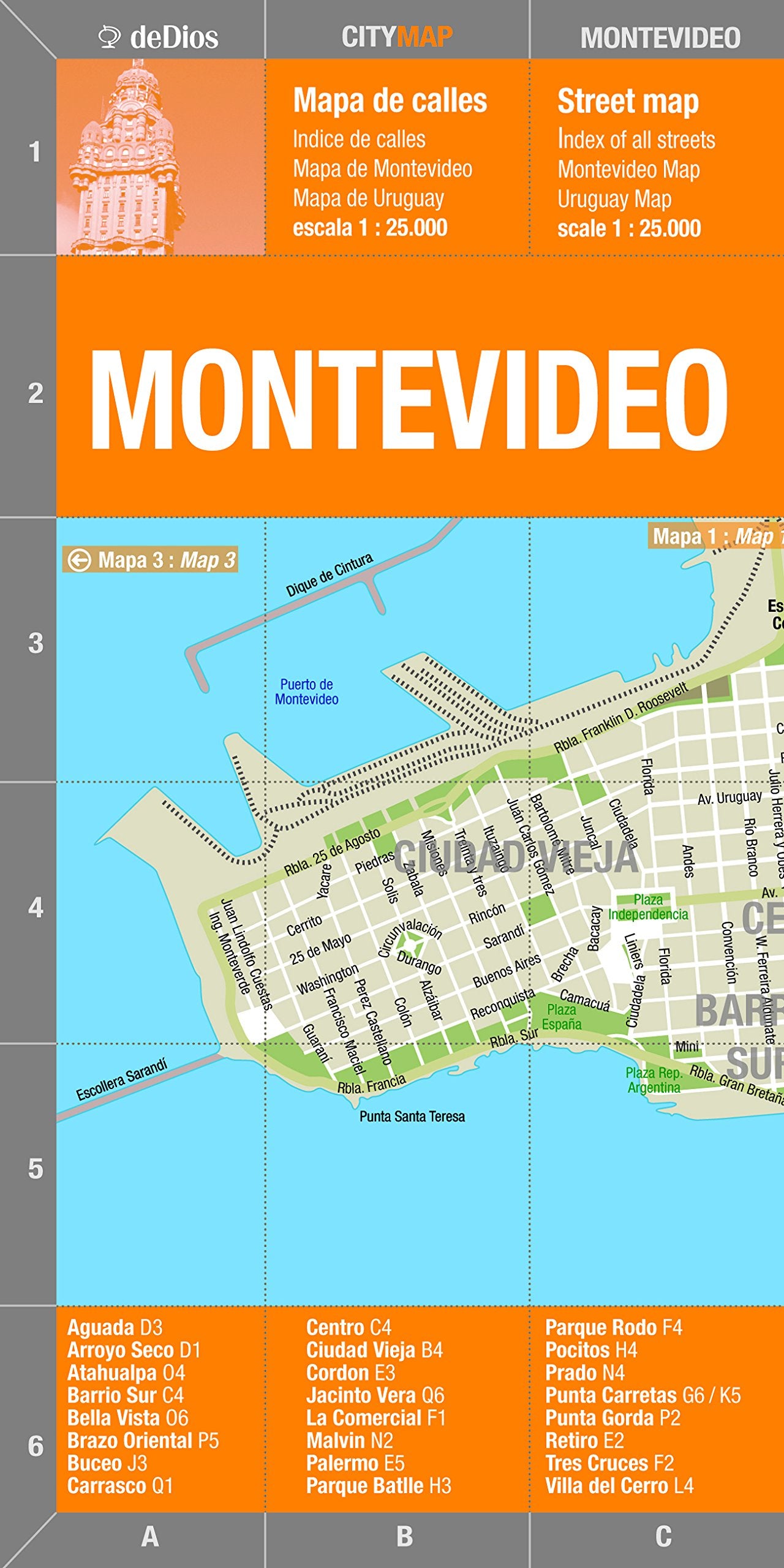 Montevideo, Argentina : Map (Spanish and English Edition),Used