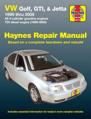 Vw Golf, Gti, & Jetta, '99 Thru '05, Automotive Repair Manual (All 4Cylinder Gas Engines; Tdi Diesel Engine, 19992004),Used