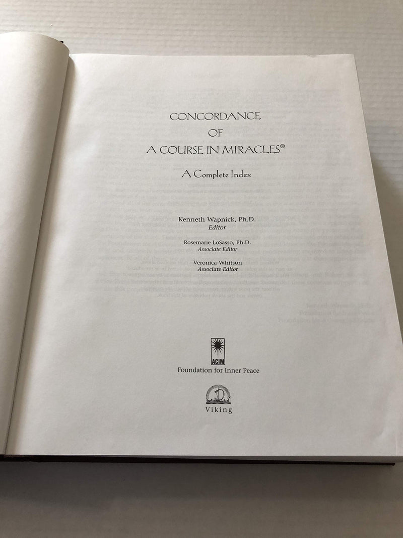 Concordance of 'A Course in Miracles': A Complete Index,New