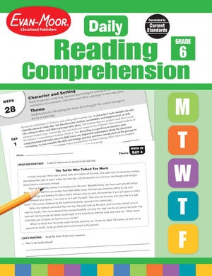 EvanMoor Daily Reading Comprehension, Grade 6  Homeschooling & Classroom Resource Workbook, Reproducible Worksheets, Teaching ,Used