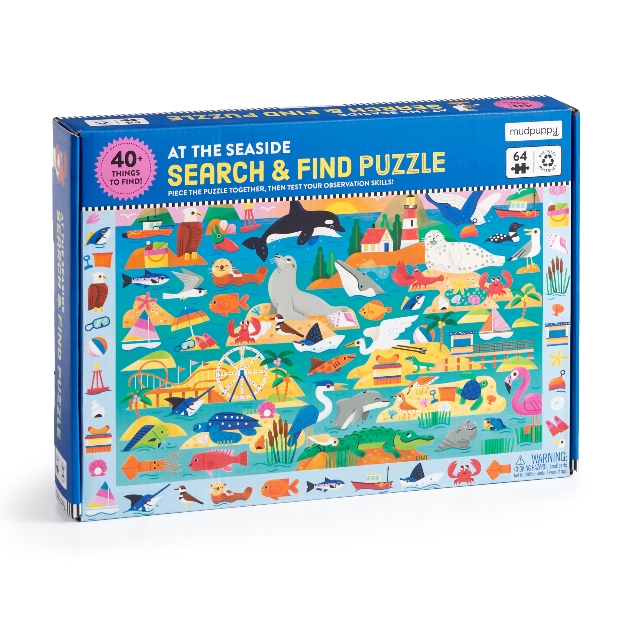 Mudpuppy At The Seaside  64 Piece Search & Find Puzzle Featuring Adorable Seaside Scene And Over 40 Hidden Images To Find For A