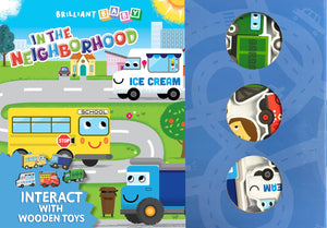Little Hippo Books In The Neighborhood  Interactive Toddler Books With Wooden Toys For Kids  Vehicle Board Books & Kids Books  V