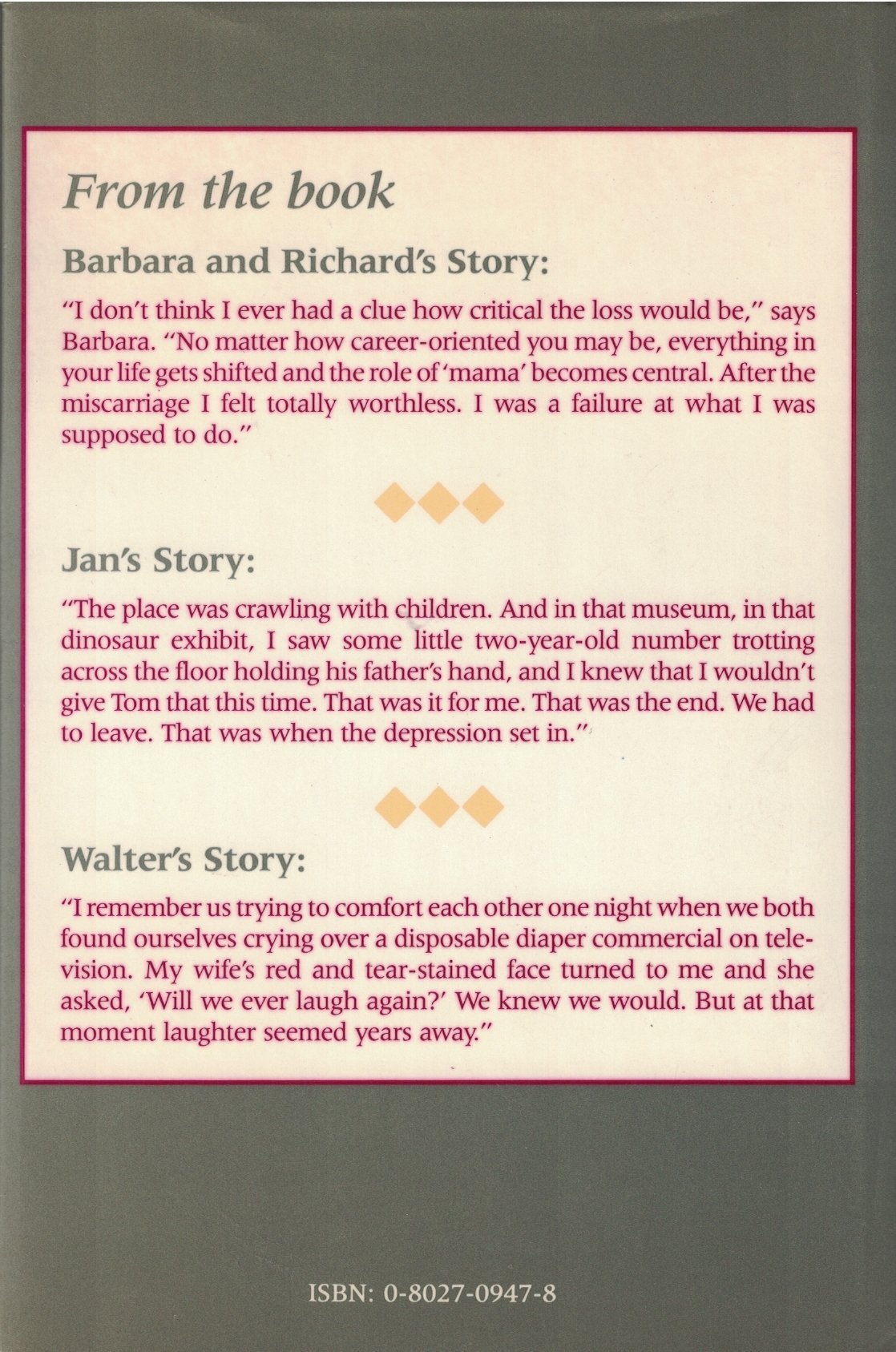 Miscarriage: Sharing the Grief, Facing the Pain, and Healing the Wounds,Used