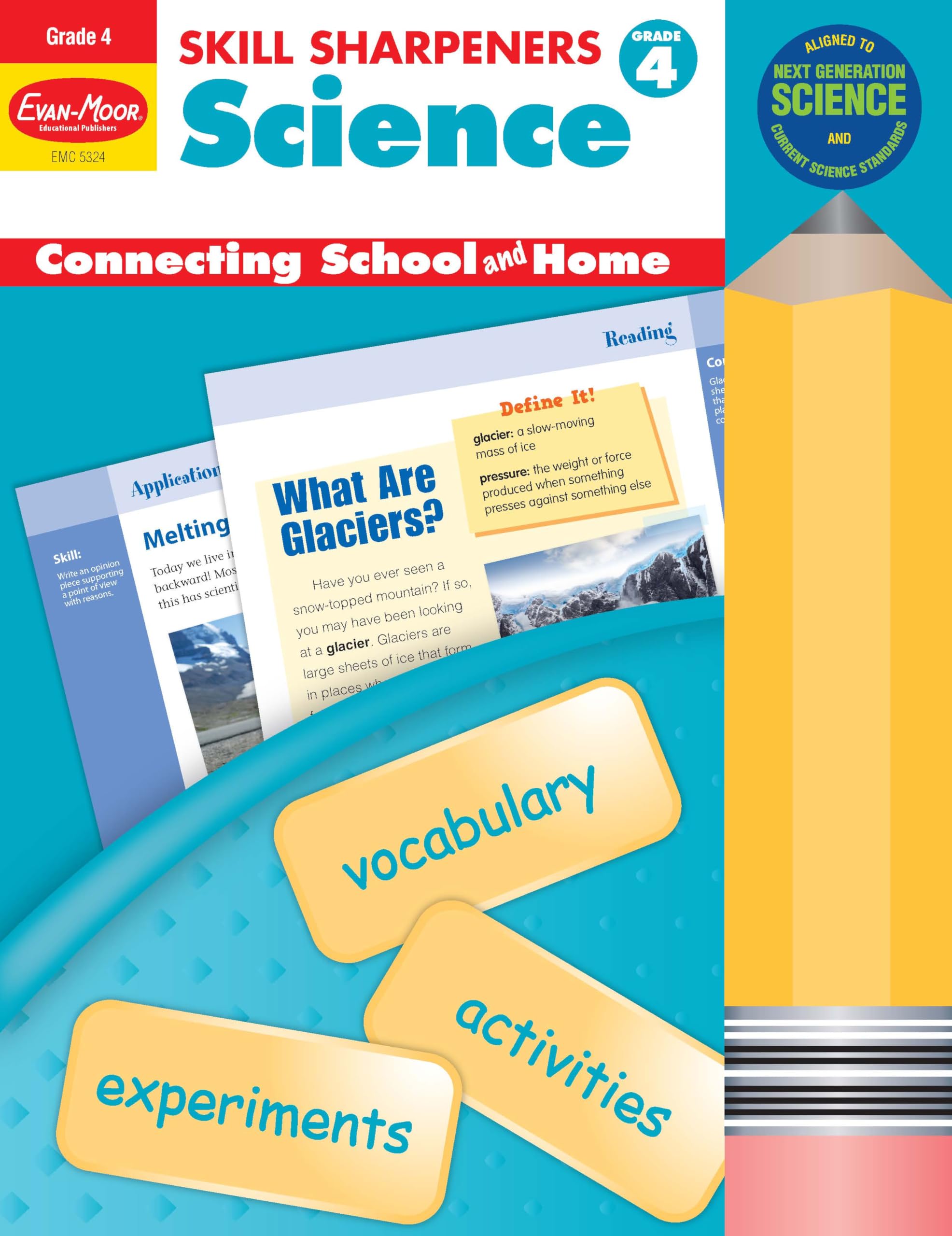 EvanMoor Skill Sharpeners Science Workbook, Grade 4, Physical, Life, and Earth Science, Activities, Human Body, Glaciers, Earth,Used