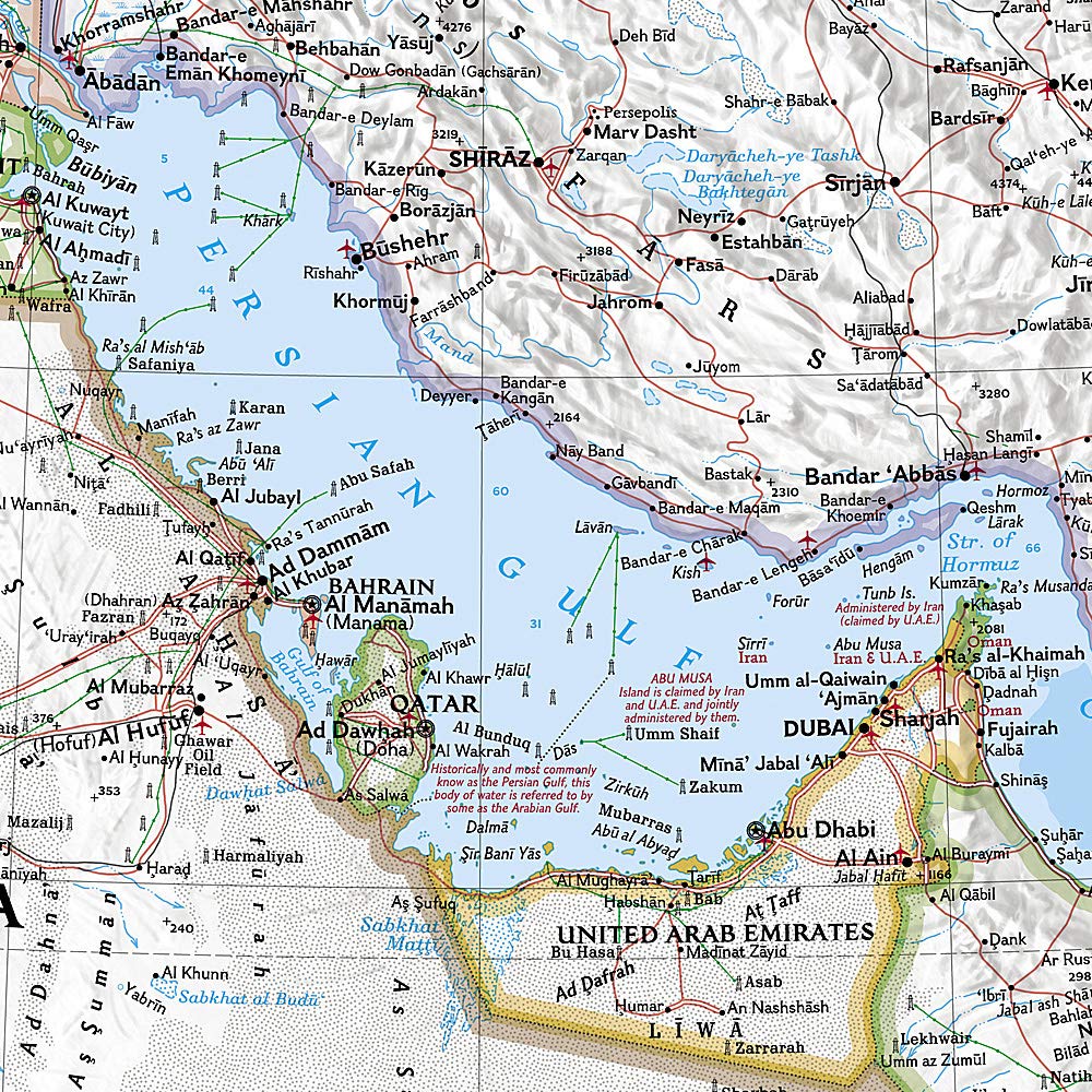 National Geographic: Middle East Classic Wall Map  Laminated (30.25 x 23.5 inches) (National Geographic Reference Map),New