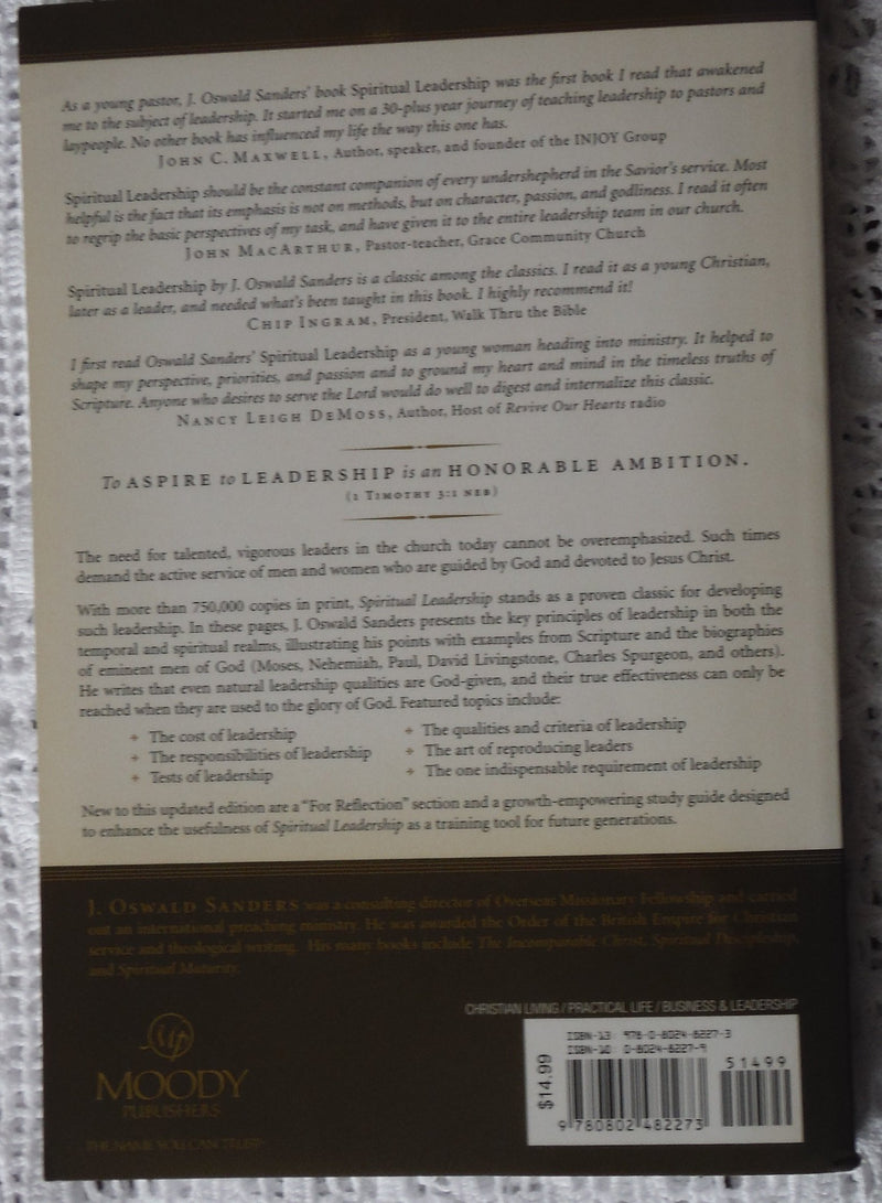 Spiritual Leadership: Principles of Excellence For Every Believer (Sanders Spiritual Growth Series),Used