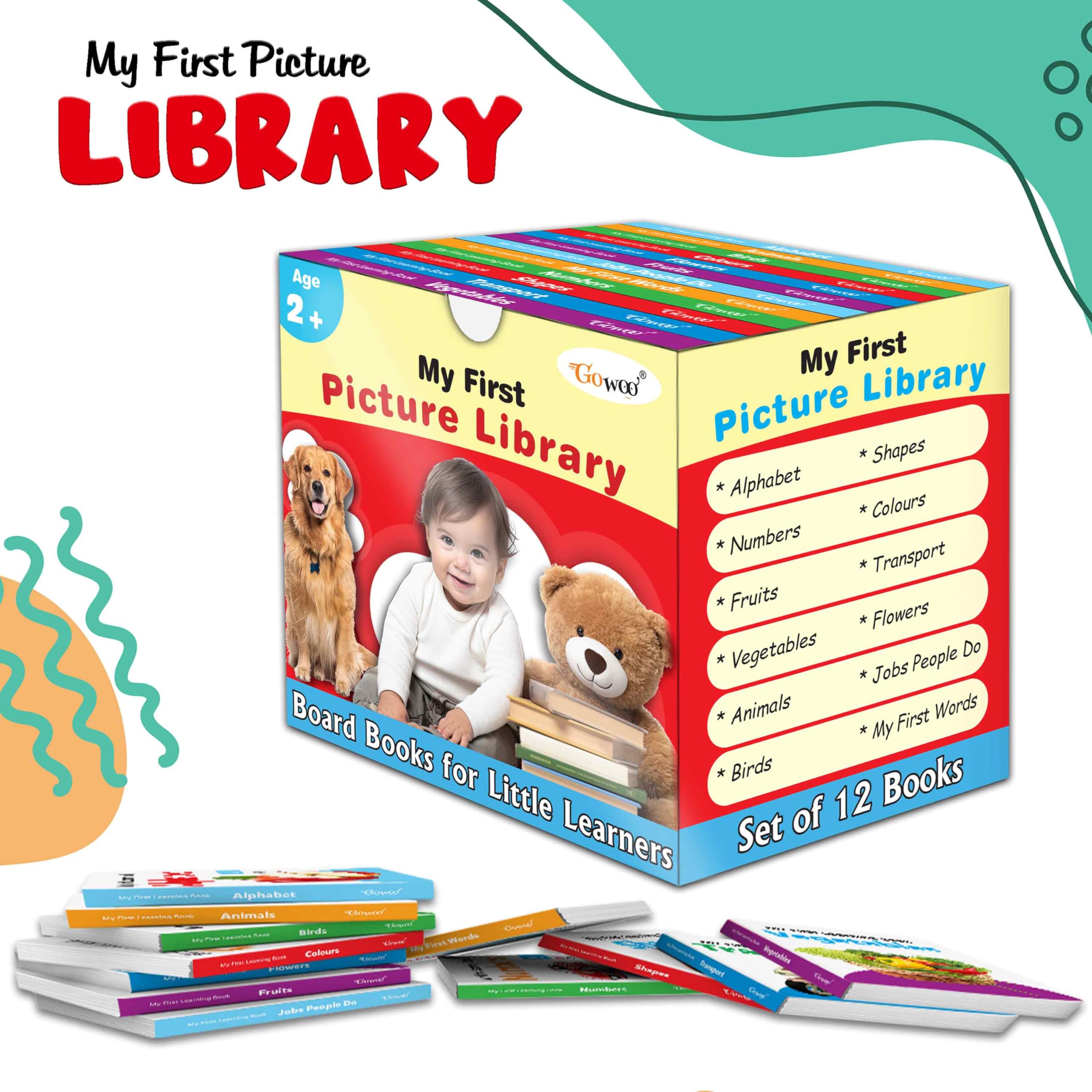 Lkg Class Picture Book Box Set (Red Edition) : Board Books For Children, All In One Essential Board Book, Gift Set For Kids Picture Library Box Of 12 Board Books