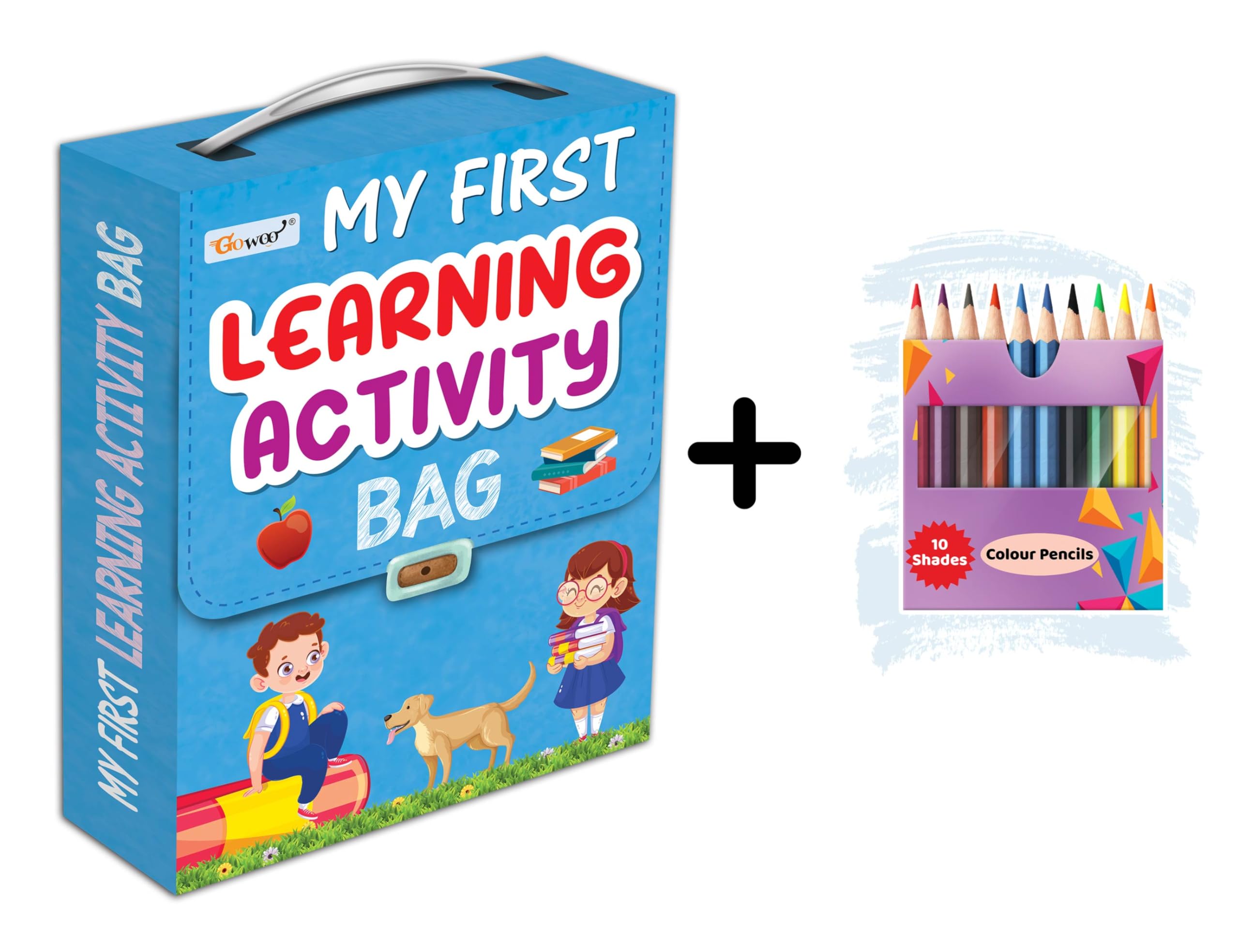 My First Learning Activity Bag And 10 Colour Pencils : Kids Activity Book, Activity Bag For Early Learners, Mazes,Small Letters,Capital Letter & More- Combo Of Learning Bag With 10 Free Colour Pencils