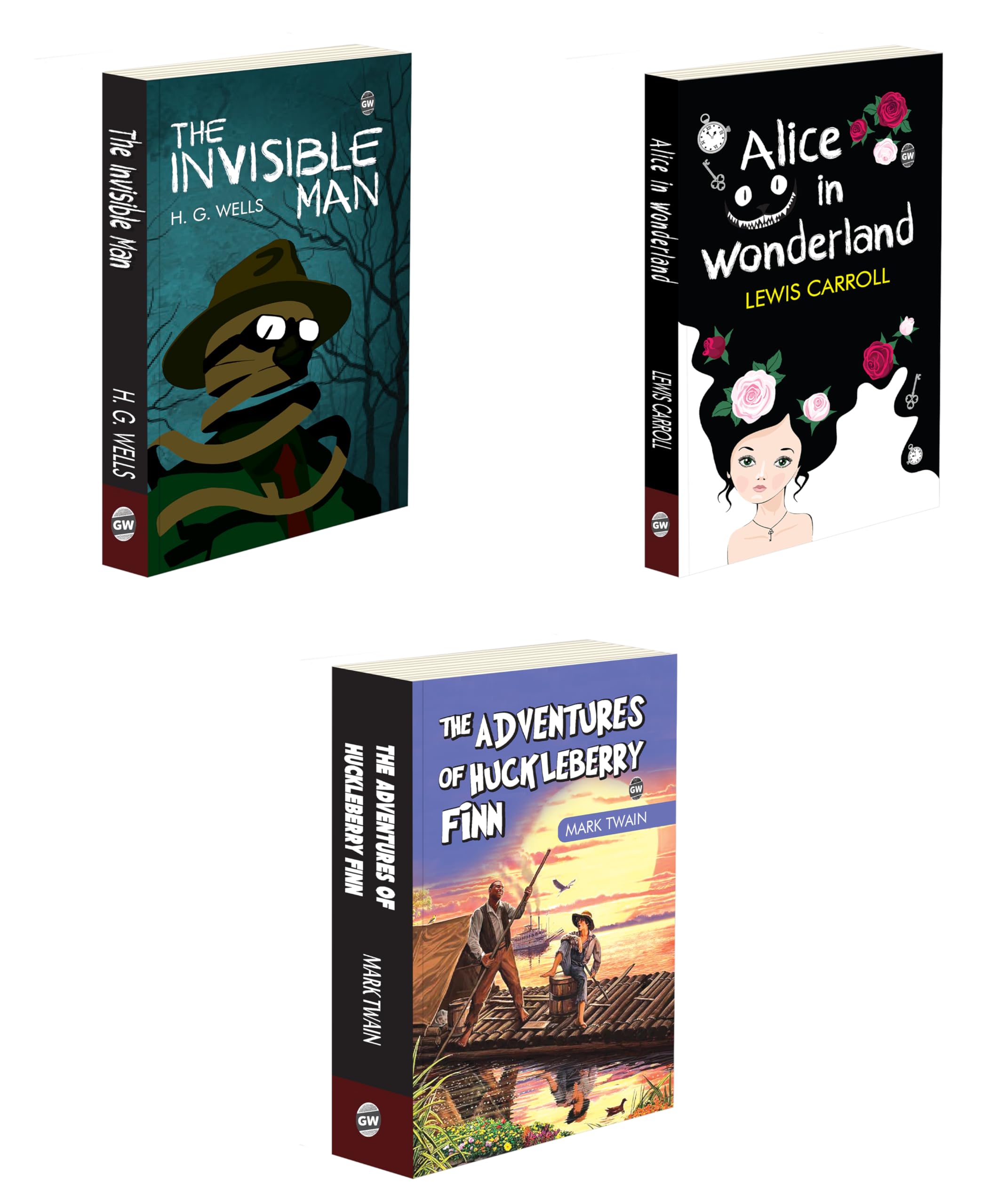 Adventurous Tales Combo : Alice In Wonderland, The Adventures Of Huckleberry Finn And The Invisible Man - Best Classic Adventures, Must-Read Tales Of Fantasy, Freedom, And Mystery | Combo Of 3 Novels