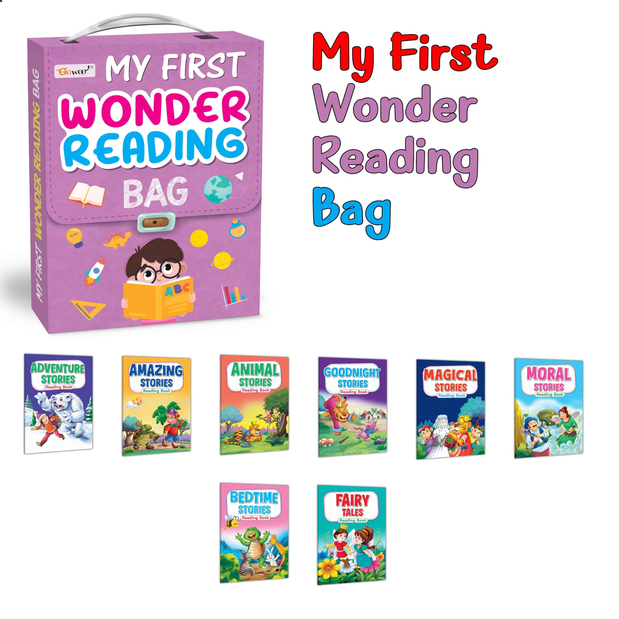 Toddlers Learning Library Story Bag : Learning Story Book For Kids With Moral, My First Picture Library Bag, Library Boxset Of 8 Story Books For Children