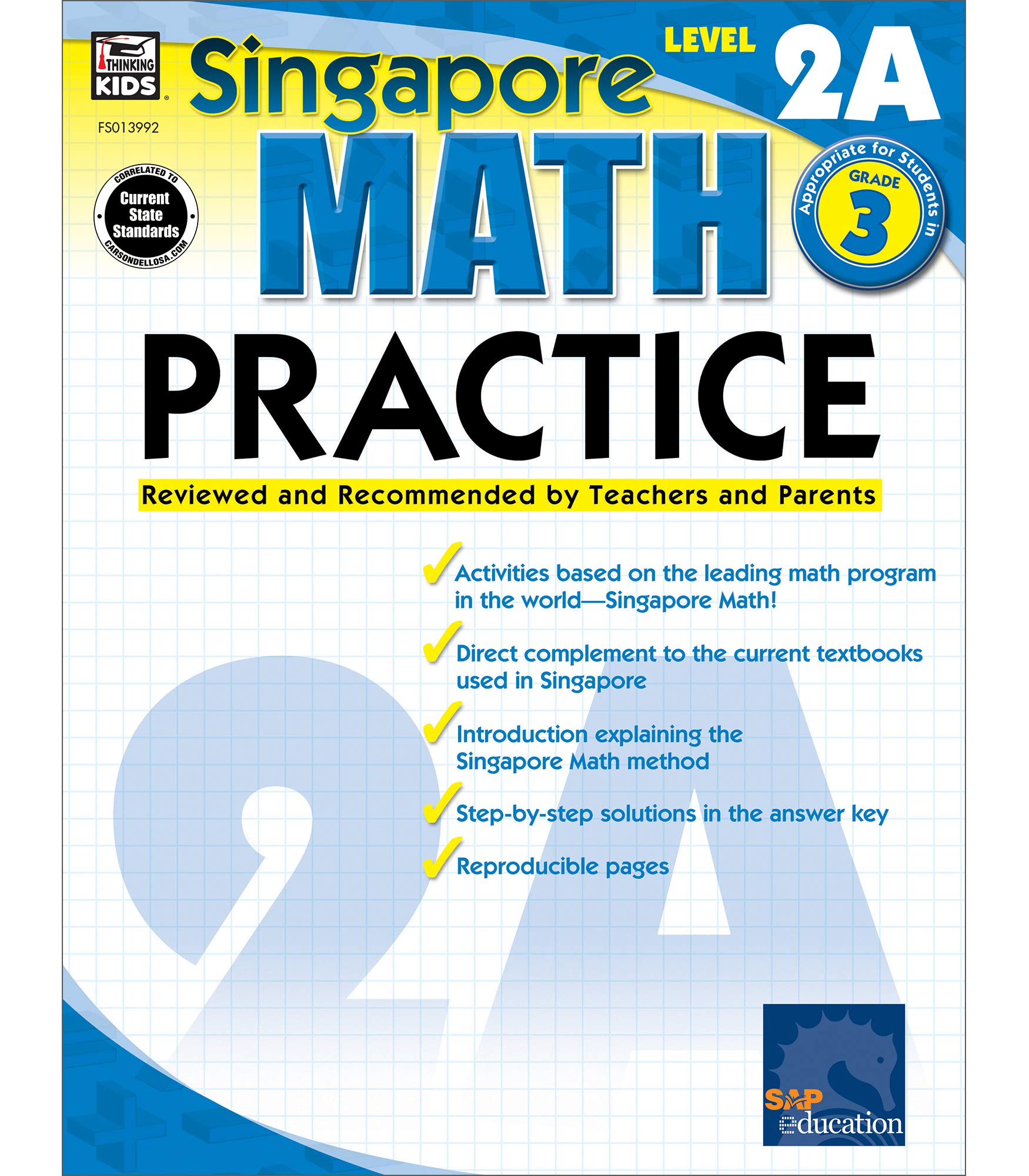 Singapore Math Practice WorkbookLevel 2A Grade 3 Math Book, Adding and Subtracting Within 1,000, Multiplying, Dividing, Measuri,Used